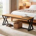 Solid Wood Entryway Bench, 55' Long Shoe Bench with Sturdy Metal Legs, Industrial End of Bed Stool And Dining Bench for Bedroom, Kitchen And Living Room
