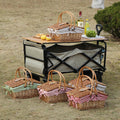 Ins-Style Wicker Handbasket with Lid, Pastoral Style Photo Prop, Home Storage Basket for Outdoor Camping Non-Food Direct Contact