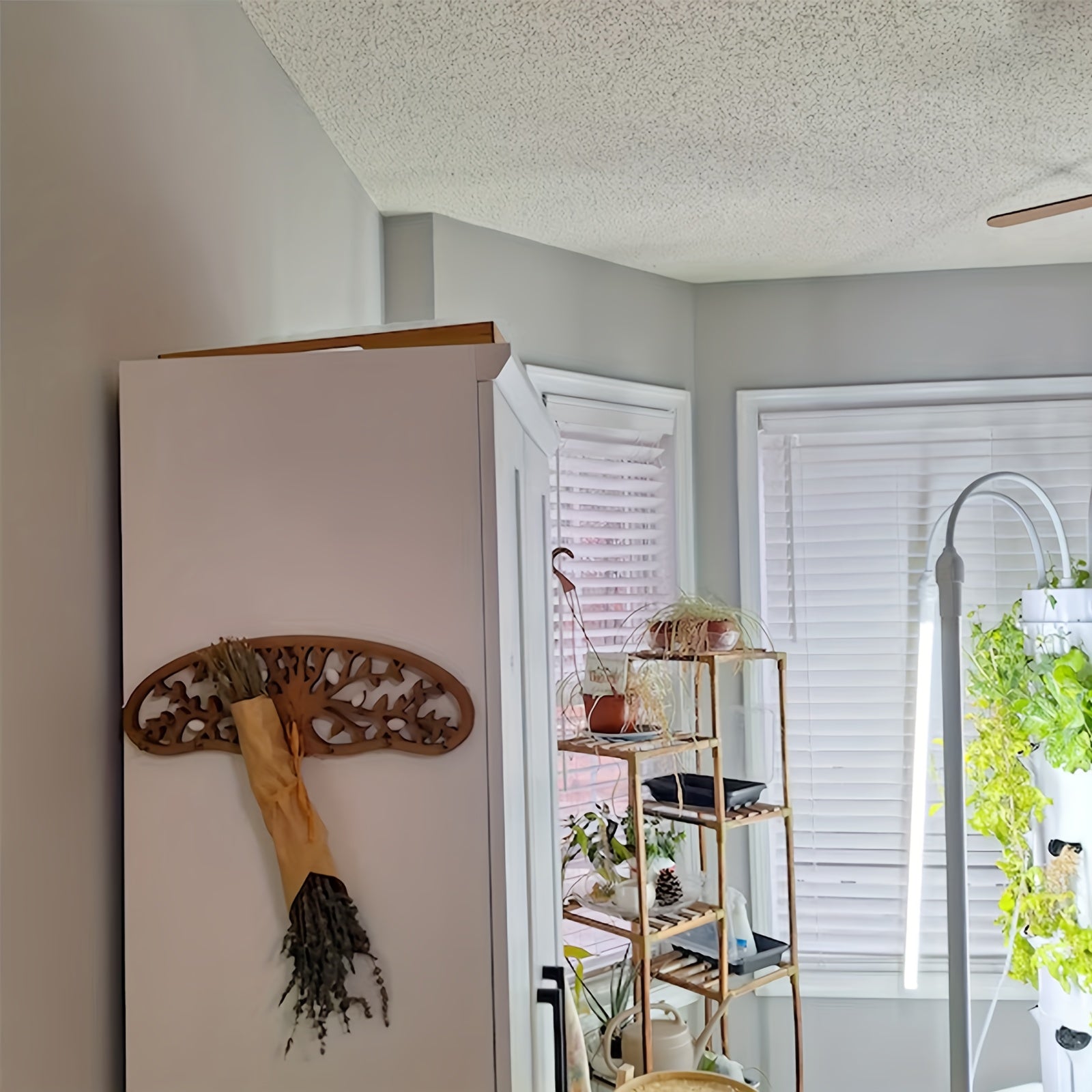 Rustic Herb Drying Rack Hanging - Artistic Life Tree Design Holds 11 Bouquets. Wooden Tree-Shaped Jewelry Holder for Storing Jewelry. Space-Saving Herb & Flower Dryer Wall Decor Art for Kitchen Witches, Gardeners & Crafters - Thanksgiving Gift