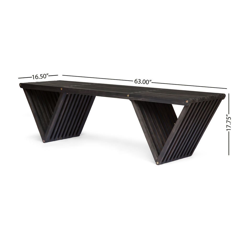 Acacia Wood Plank Design Terrace Bench | Solid and Comfortable, Fashionable Geometric Creativity, Elegant and Durable Multi-functional Outdoor Decorative Bench, Dining Chair, Leisure Balcony Garden Chair, Brown Hardwood