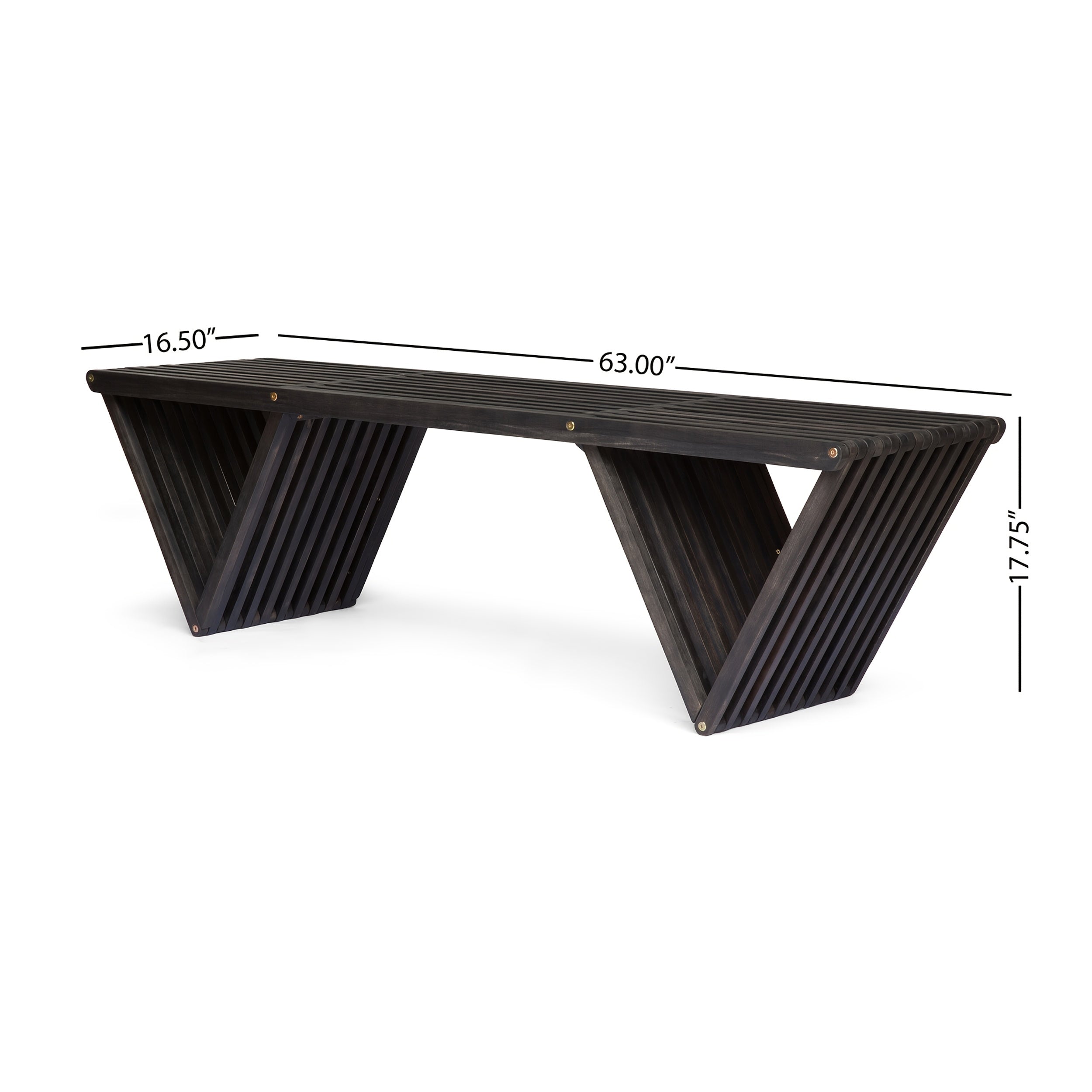 Acacia Wood Plank Design Terrace Bench | Solid and Comfortable, Fashionable Geometric Creativity, Elegant and Durable Multi-functional Outdoor Decorative Bench, Dining Chair, Leisure Balcony Garden Chair, Brown Hardwood
