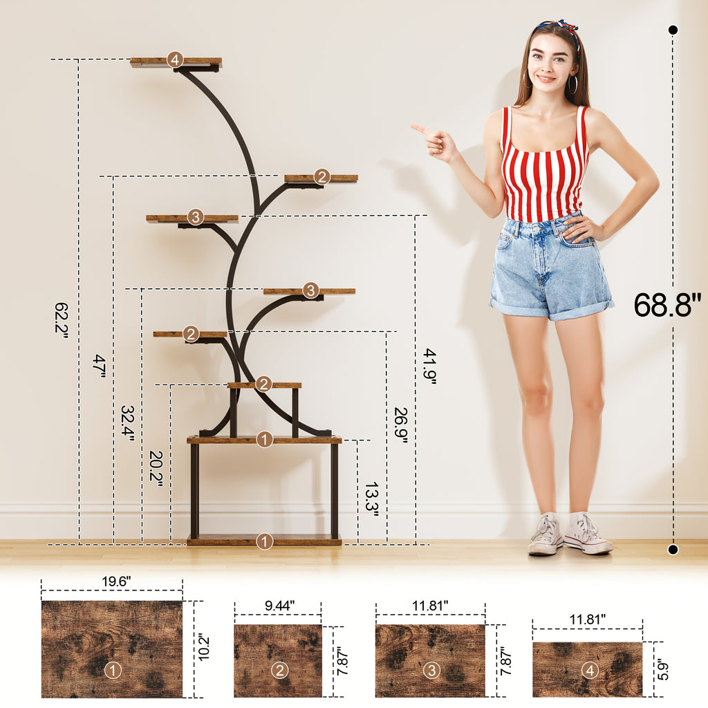 CODACE 1pc Bookcase with LED Lights, 8-tier Corner Display Stand, 62\