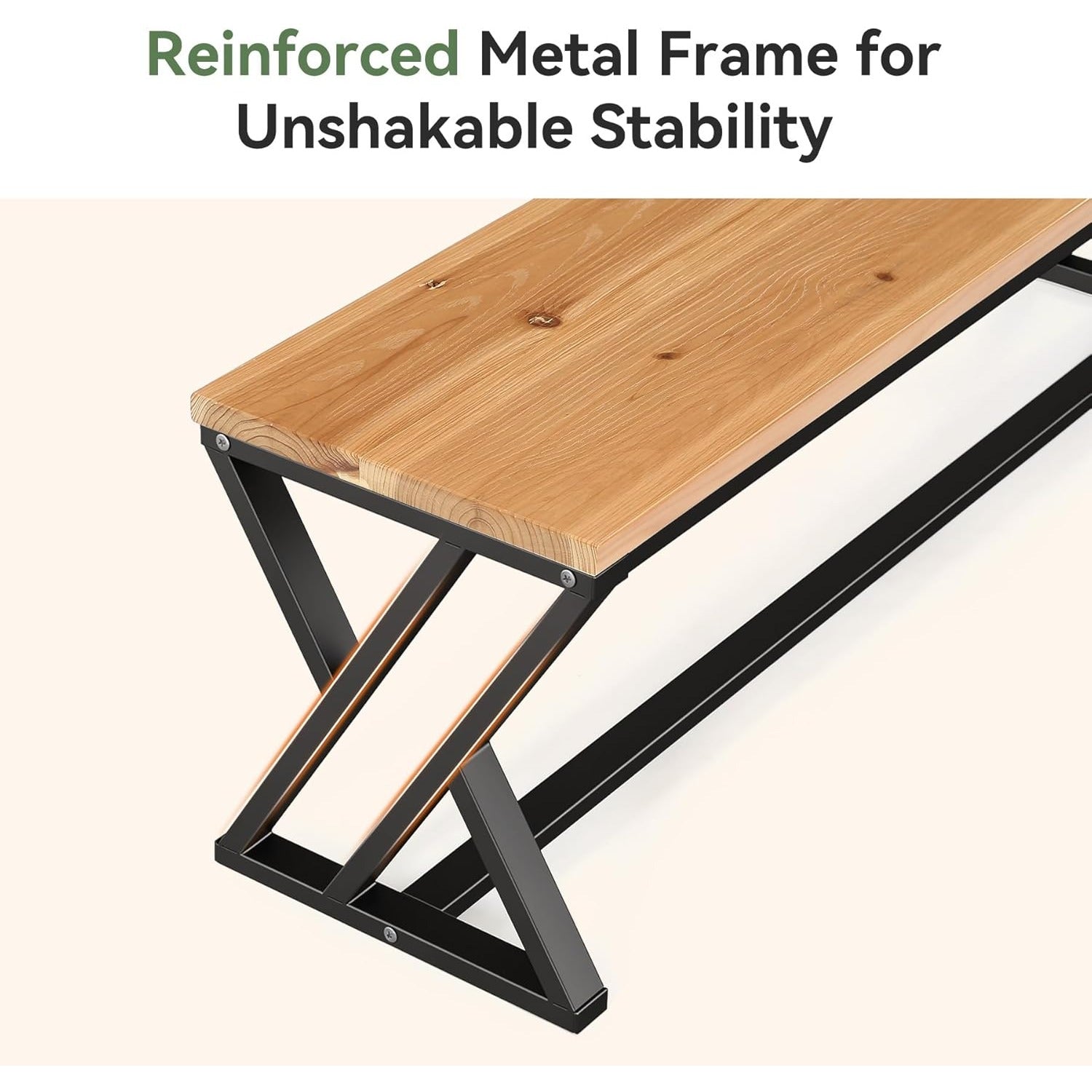 Solid Wood Entryway Bench, 55' Long Shoe Bench with Sturdy Metal Legs, Industrial End of Bed Stool And Dining Bench for Bedroom, Kitchen And Living Room