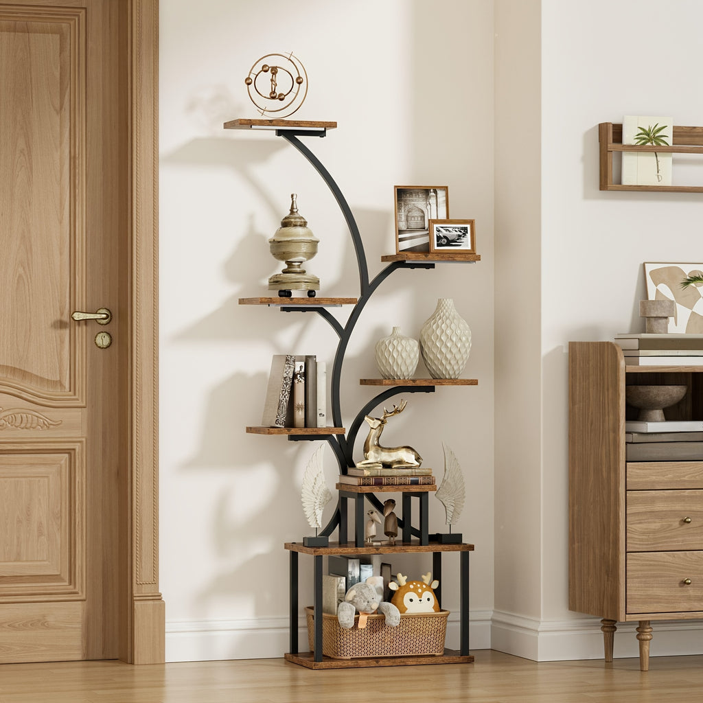 CODACE 1pc Bookcase with LED Lights, 8-tier Corner Display Stand, 62\