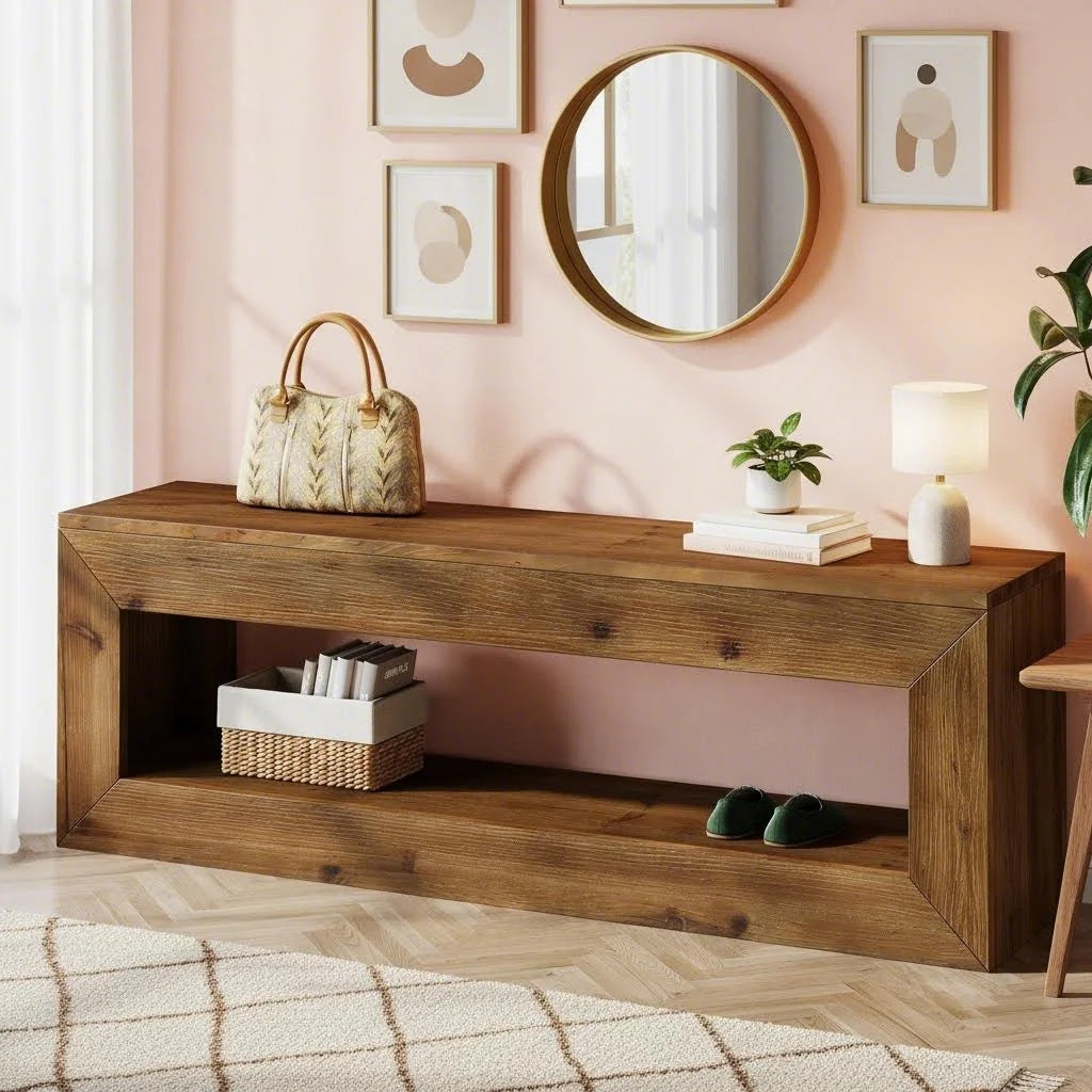 Solid Wood Entryway Bench, 47\
