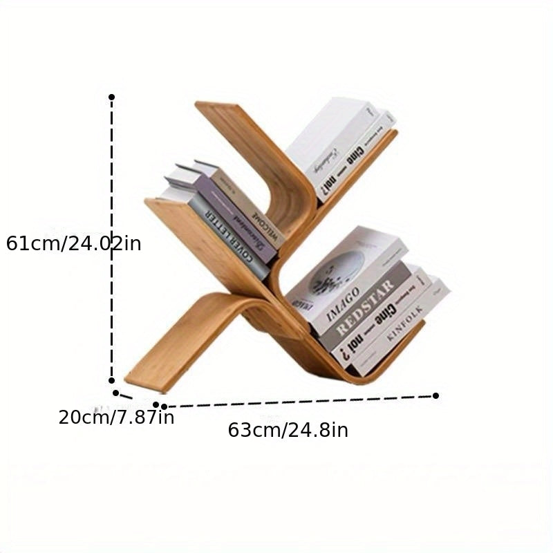 Creative Tree-Shaped Bookshelf - Curved Hardwood Bookcase with 3-Tier Storage, Space-Saving Design for Living Room, Bedroom, or Classroom Decor