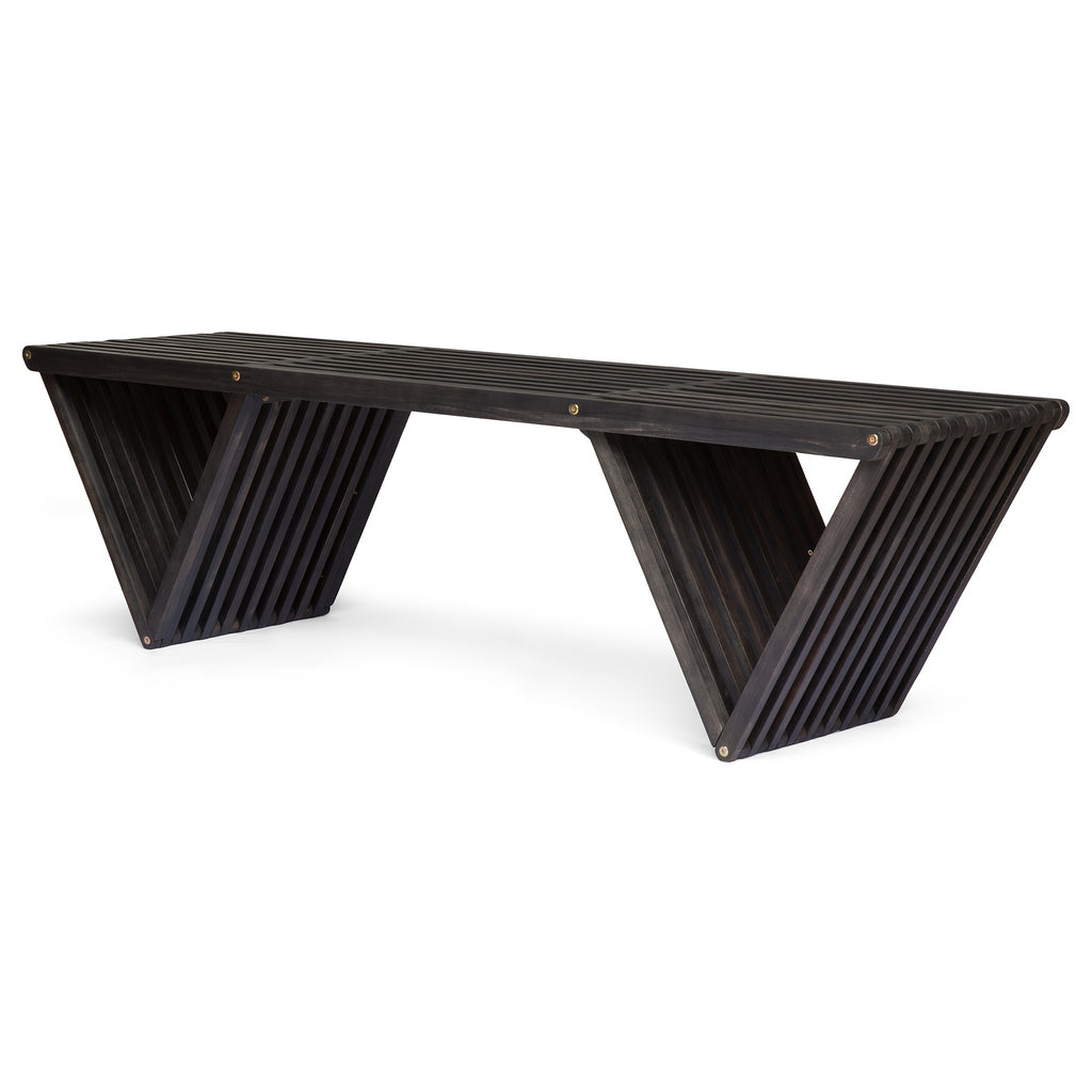 Acacia Wood Plank Design Terrace Bench | Solid and Comfortable, Fashionable Geometric Creativity, Elegant and Durable Multi-functional Outdoor Decorative Bench, Dining Chair, Leisure Balcony Garden Chair, Brown Hardwood