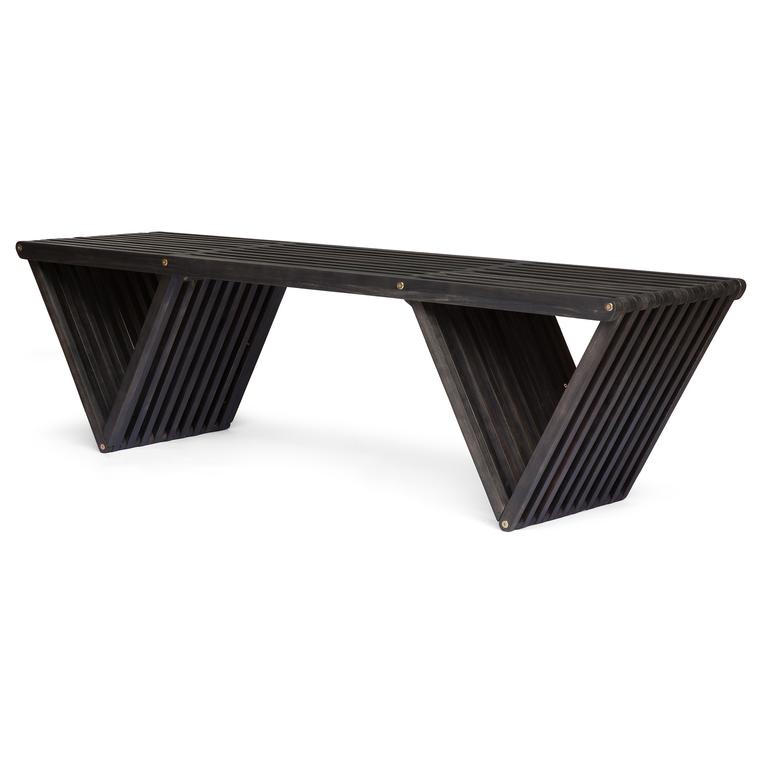 Acacia Wood Plank Design Terrace Bench | Solid and Comfortable, Fashionable Geometric Creativity, Elegant and Durable Multi-functional Outdoor Decorative Bench, Dining Chair, Leisure Balcony Garden Chair, Brown Hardwood