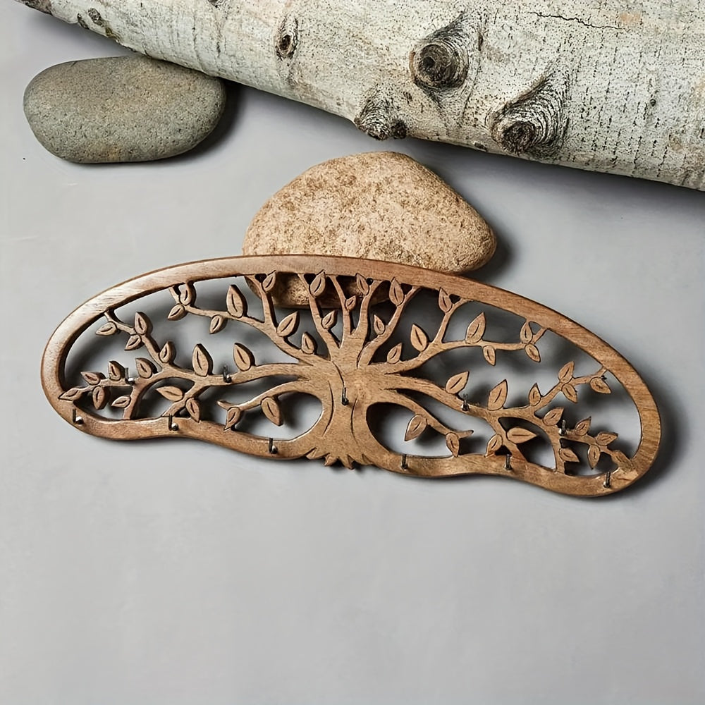 Rustic Herb Drying Rack Hanging - Artistic Life Tree Design Holds 11 Bouquets. Wooden Tree-Shaped Jewelry Holder for Storing Jewelry. Space-Saving Herb & Flower Dryer Wall Decor Art for Kitchen Witches, Gardeners & Crafters - Thanksgiving Gift