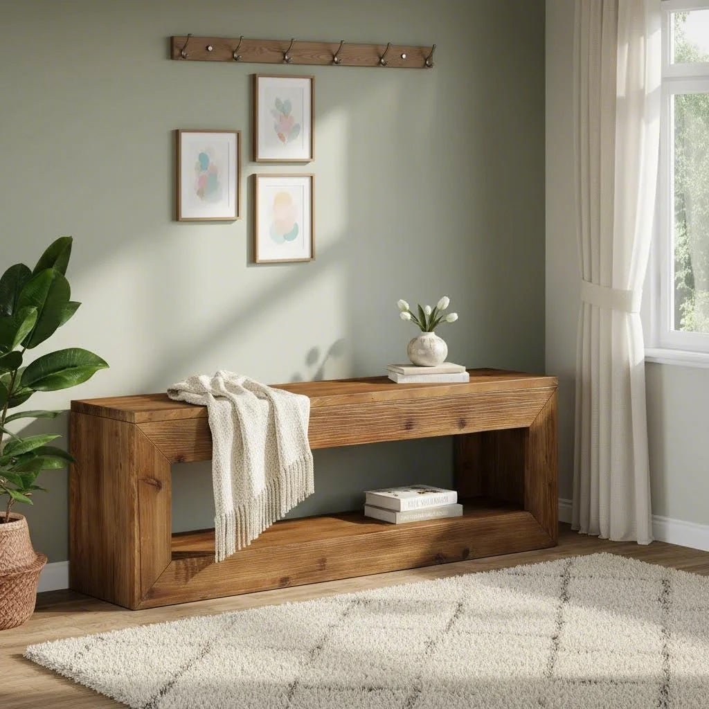 Solid Wood Entryway Bench, 47\