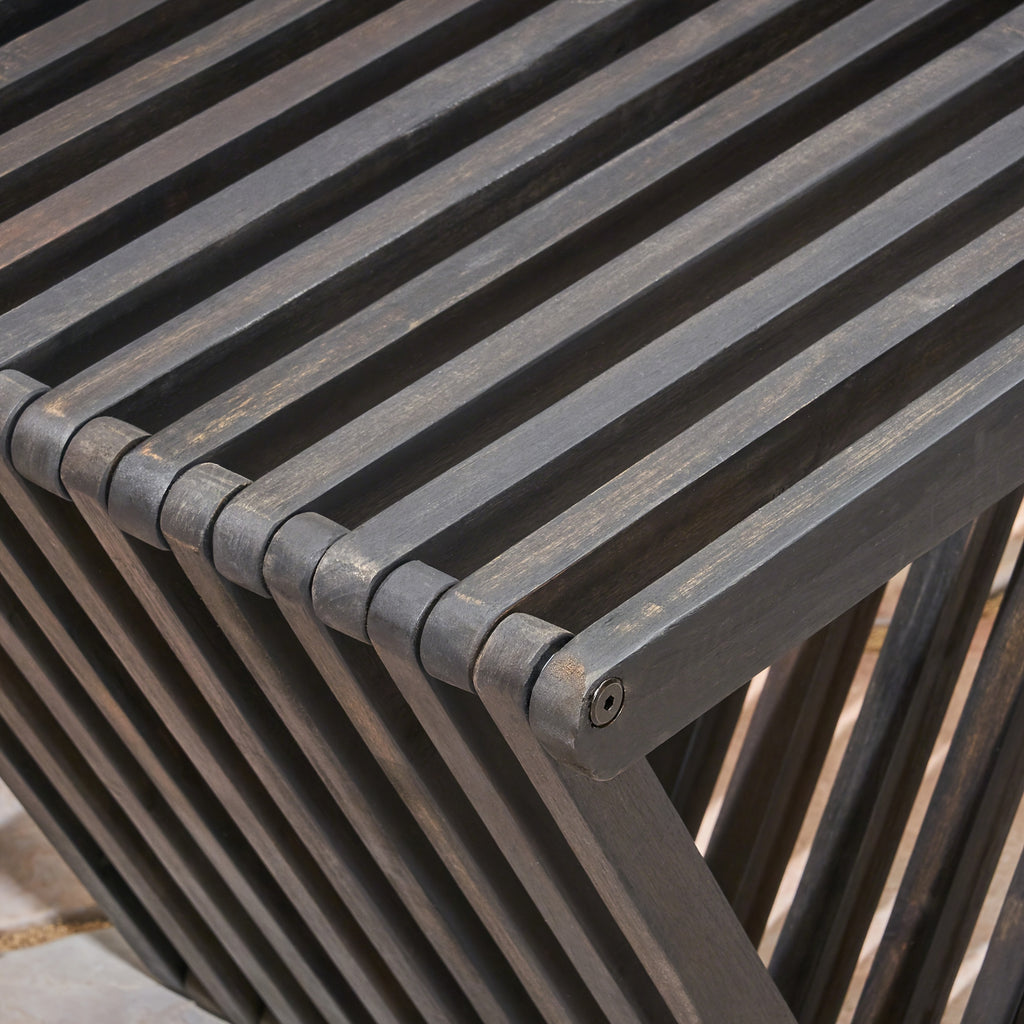 Acacia Wood Plank Design Terrace Bench | Solid and Comfortable, Fashionable Geometric Creativity, Elegant and Durable Multi-functional Outdoor Decorative Bench, Dining Chair, Leisure Balcony Garden Chair, Brown Hardwood