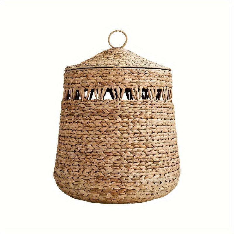 A Japanese-Style Handmade Storage Basket, a Covered Laundry Basket for The Cottage, Suitable for Organizing And Storing Items in The Living Room, Bedroom, Bathroom, And Laundry Room, Laundry Baskets