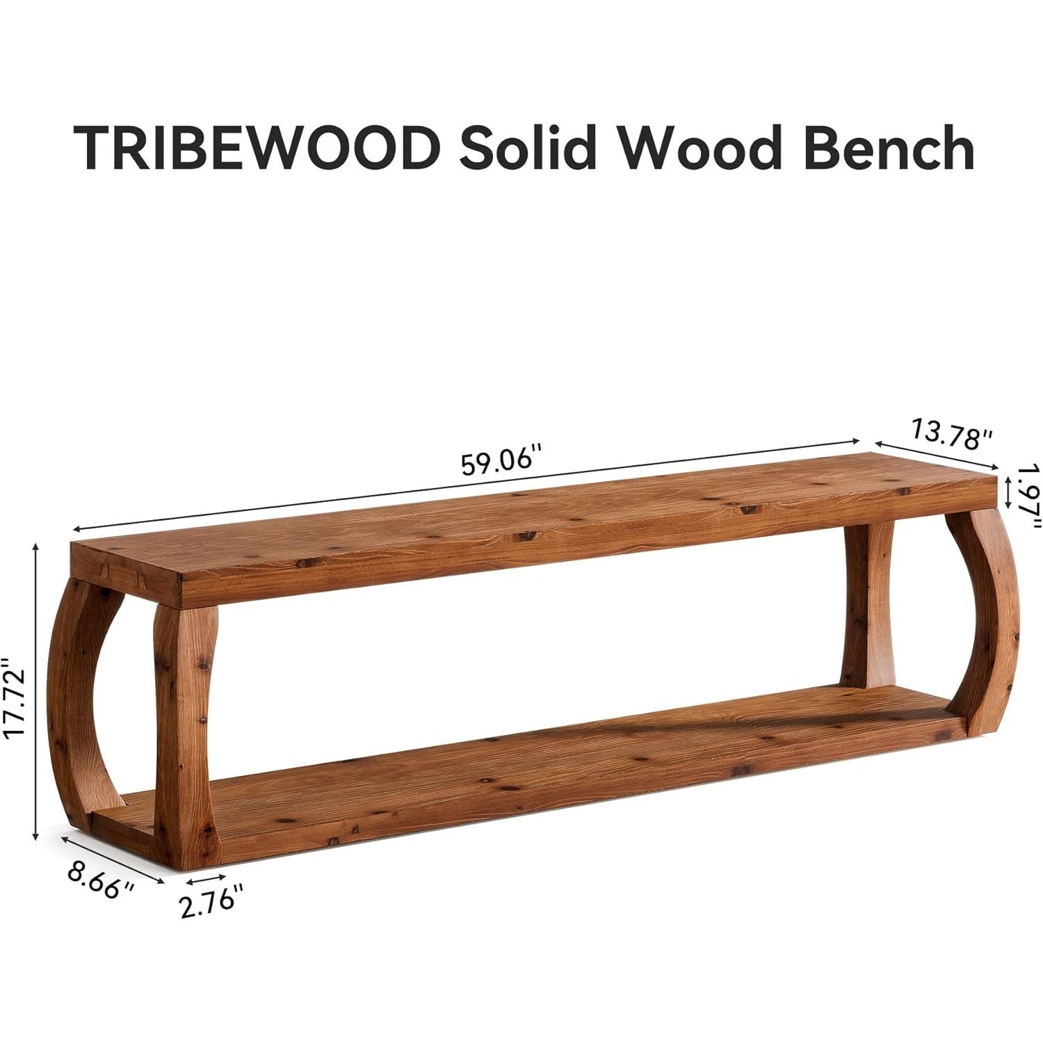 2-Tier Solid Wood Dining Bench, 59\