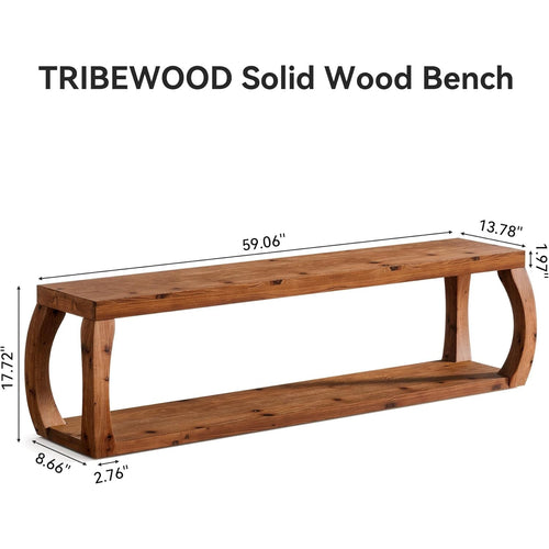 2-Tier Solid Wood Dining Bench, 59\