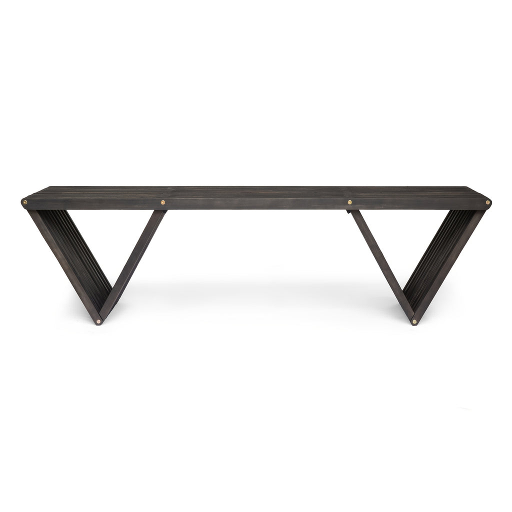 Acacia Wood Plank Design Terrace Bench | Solid and Comfortable, Fashionable Geometric Creativity, Elegant and Durable Multi-functional Outdoor Decorative Bench, Dining Chair, Leisure Balcony Garden Chair, Brown Hardwood