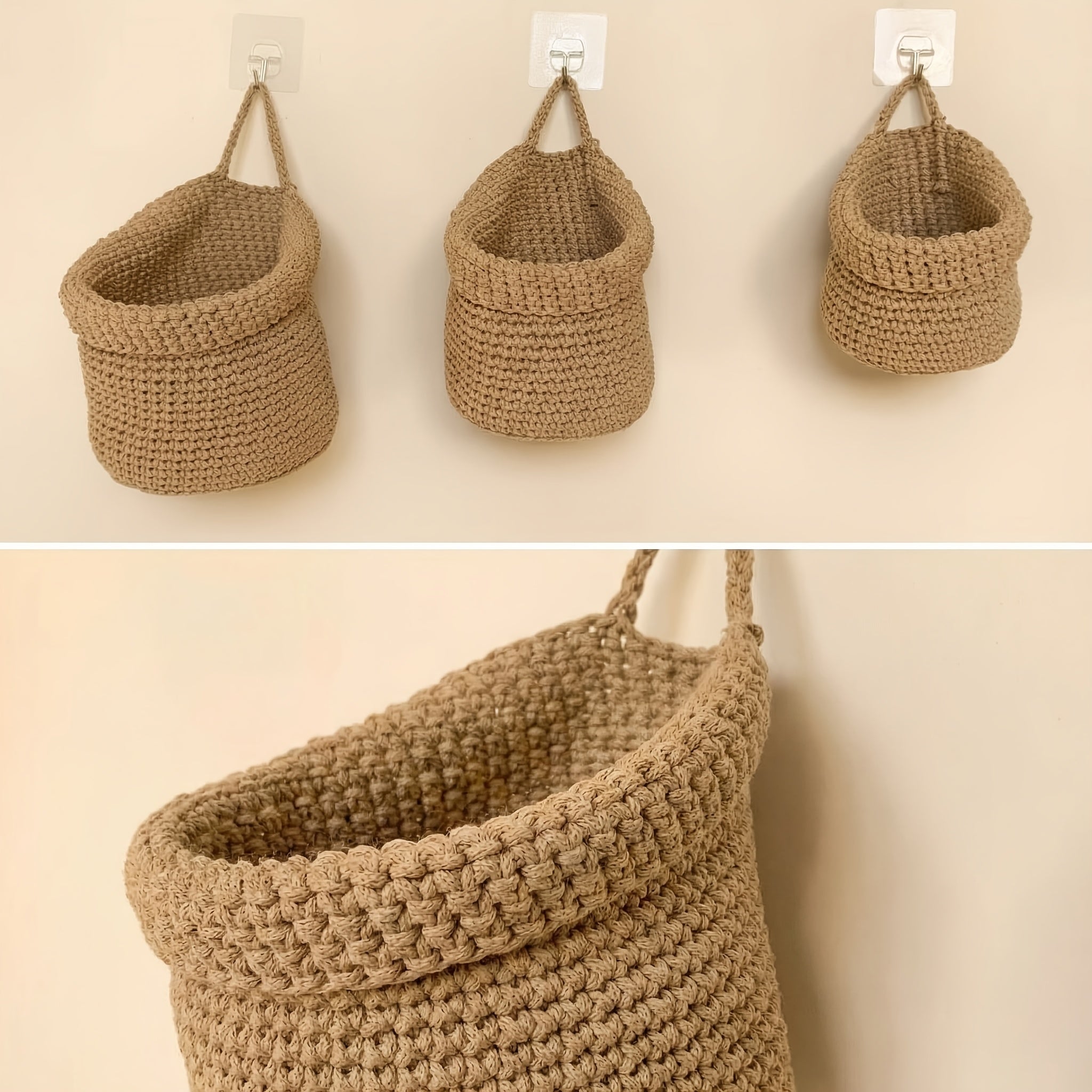 Macrame Hand-Woven Kitchen Hanging Storage Basket, Fruit Mesh Bag, Wall-Mounted Fruit And Vegetable Storage Basket, Fruit And Vegetable Mesh Bag, Kitchen Utensil Storage Mesh Bag