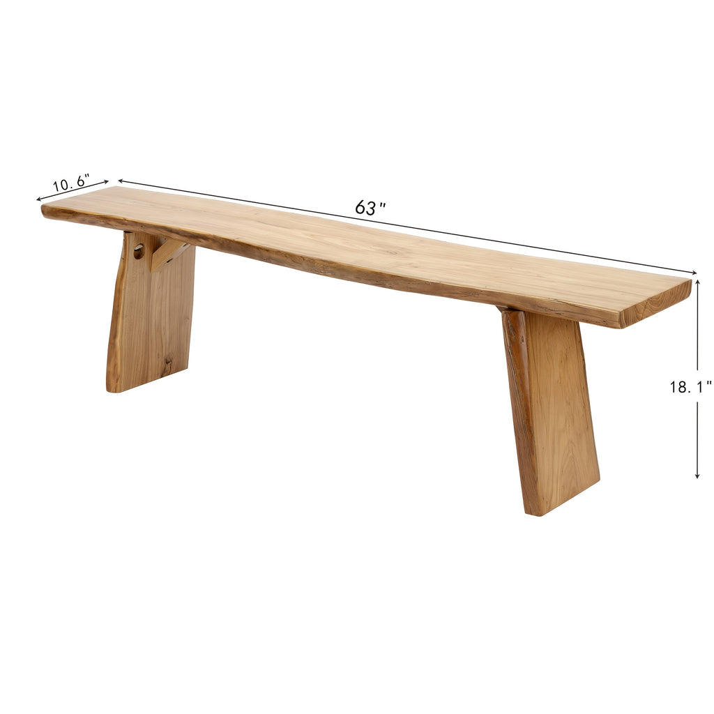 Wooden Dining Bench Solid Natural Edge Wood Dining Bench Indoor Kitchen Table Benches Entryway Benches For Rustic Home Decor Furniture