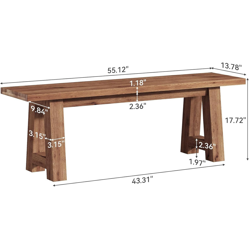 Solid Wood Dining Bench with A-Shaped Legs, 55.12' Farmhouse Indoor Bench for Dining Room, Kitchen, Entryway, Hallway And Living Room