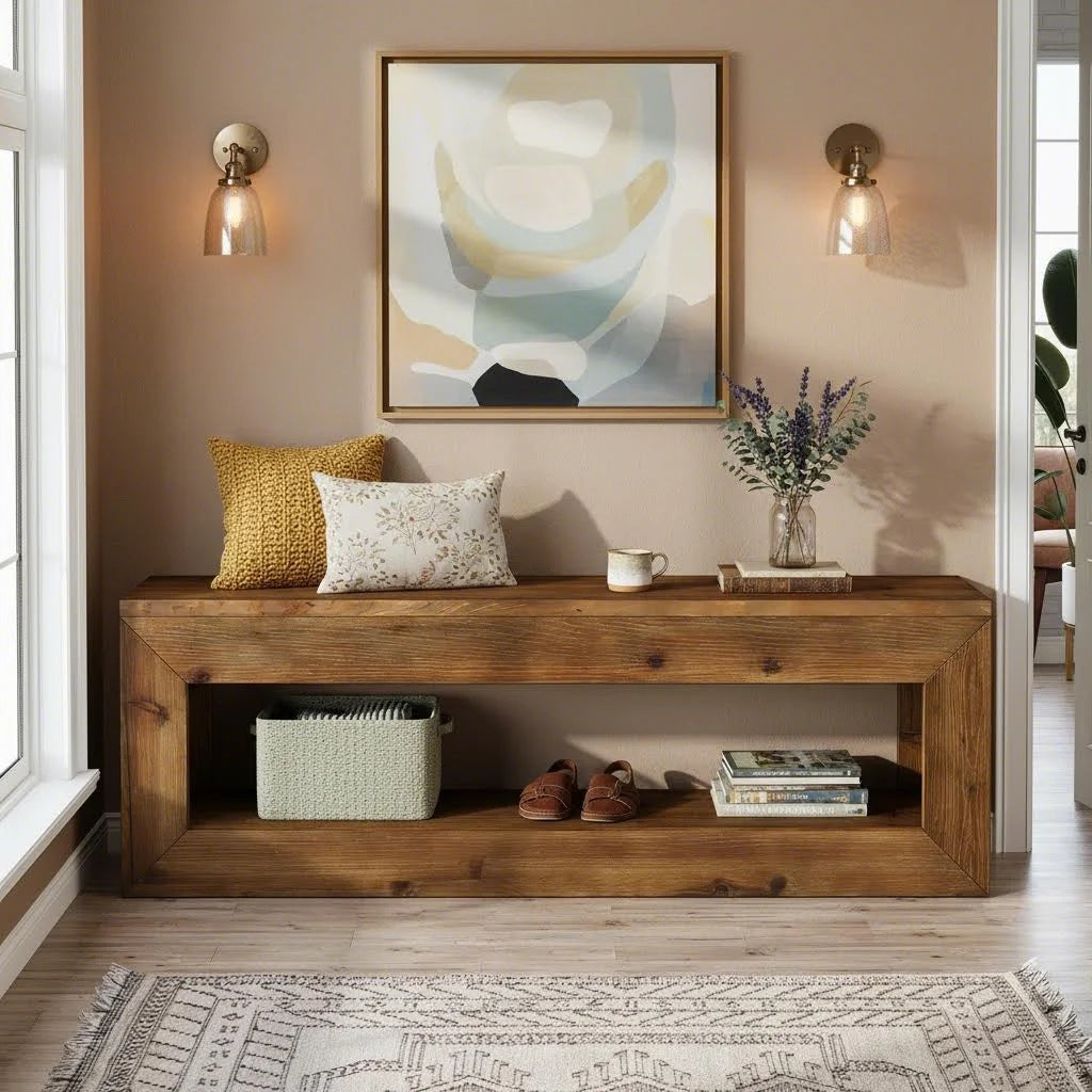 Solid Wood Entryway Bench, 47\